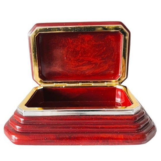 Image 1 of Scatola vintage in pelle fiorentina di metà secolo, in pelle rossa, design di Firenze, anni '60