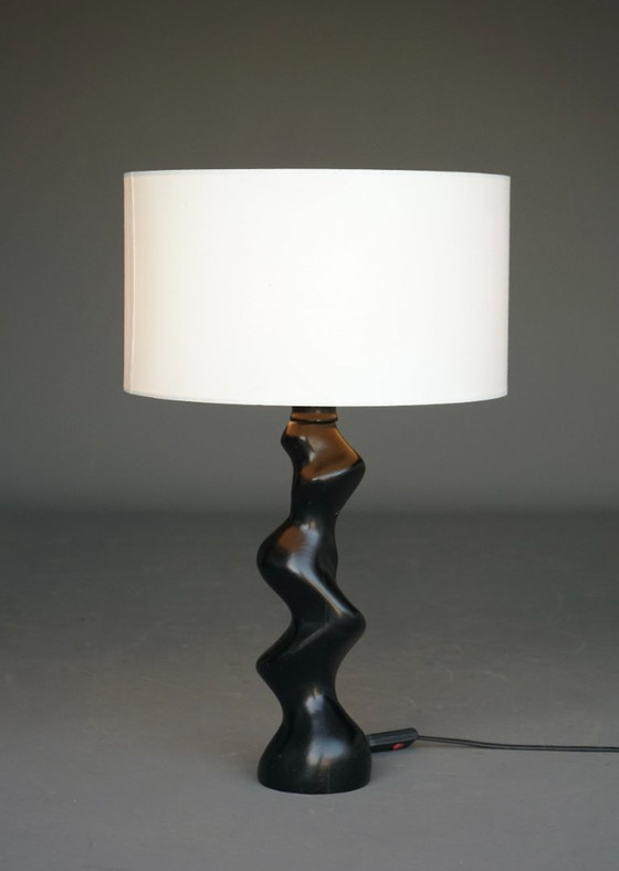 Model 42 Sculptural Ebonised Wood Table Lamp from Temde Leuchten, 1970s (photo 8 of 13)