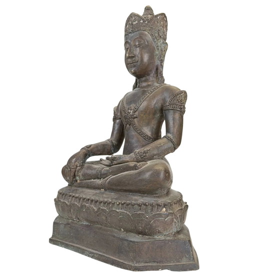 Buda coronado de bronce antiguo, Tailandia o Laos, siglo XIX – Esculturas, Bronze (photo 8 of 11)