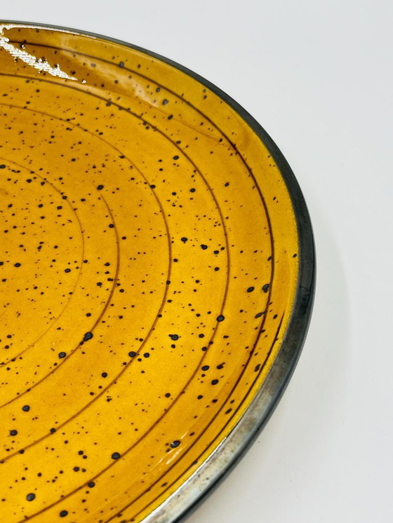 Image 1 of Boch La Louvière Palma geel gespikkelde vintage schaal