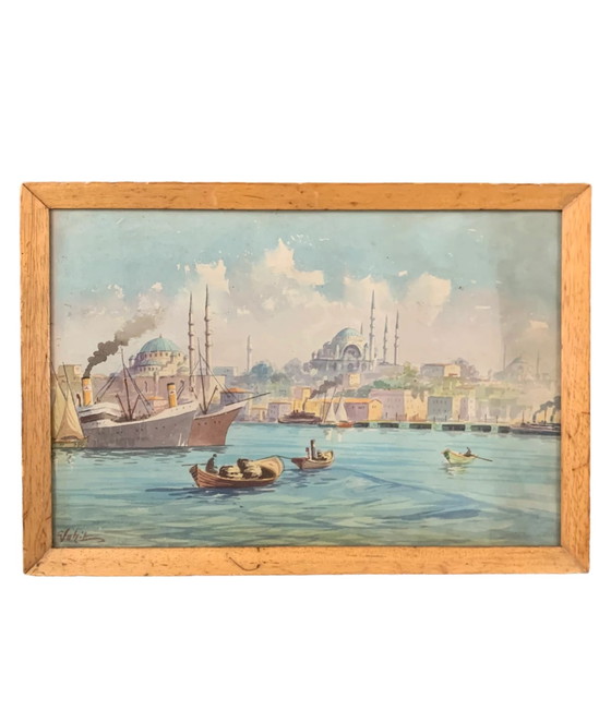 Pair of 1950s Oriental Marine Watercolors, Paintings & Drawings (photo 2 of 7)