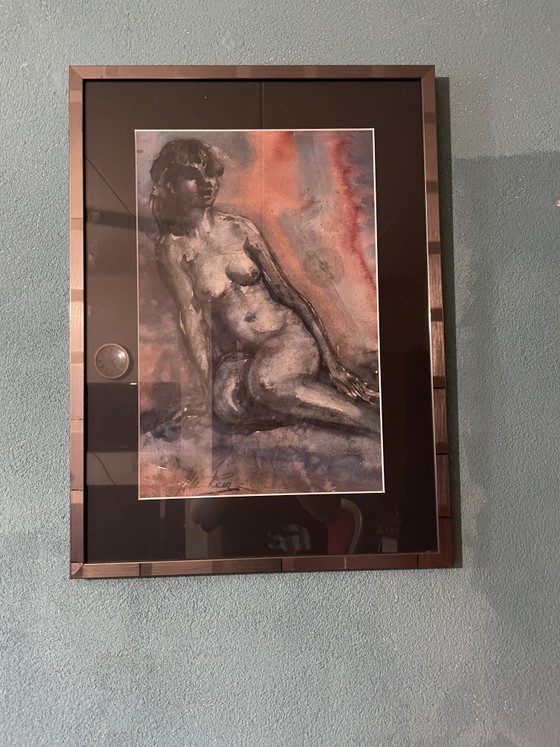 Image 1 of Dos estudios de desnudos enmarcados y firmados por Veer, un conjunto de dos piezas procedentes de una herencia.