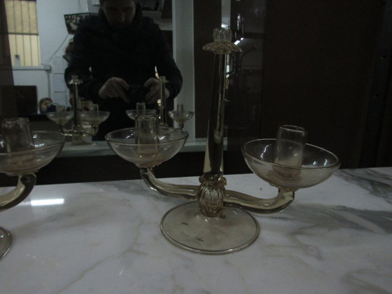 Image 1 of COPPIA PORTA CANDELE SALVIATI MURANO