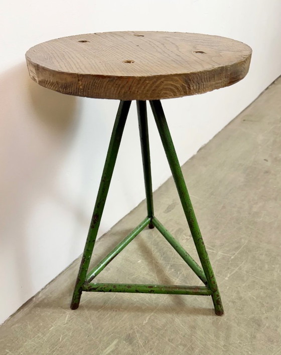 Image 1 of Grüner Werkstatthocker im Industriestil, 1960er Jahre