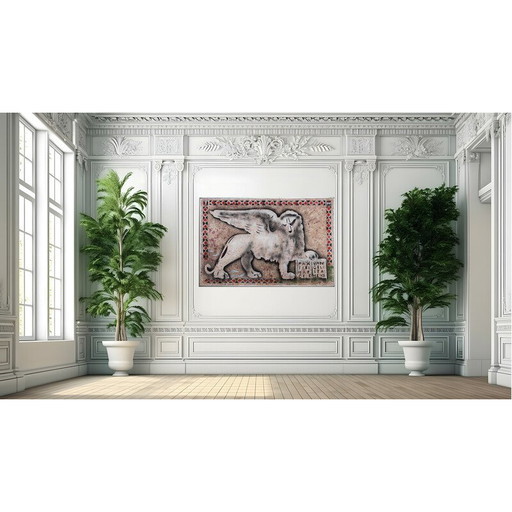 Paire de tableaux vintage « Lions de Venise » de Gio Magri, Italie 1970