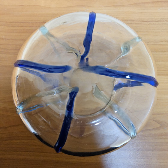 Image 1 of Vintage hand-blown Murano transparent / cobalt blue vase
