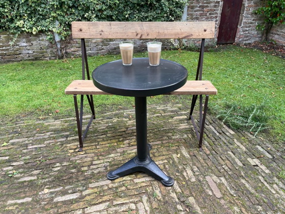 Banc vintage français avec dossier pour entrée ou jardin – Bancs de jardin, Wood, Iron (photo 19 of 19)