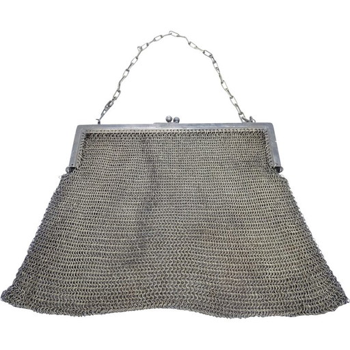 Vintage silver metal clutch, France 1920