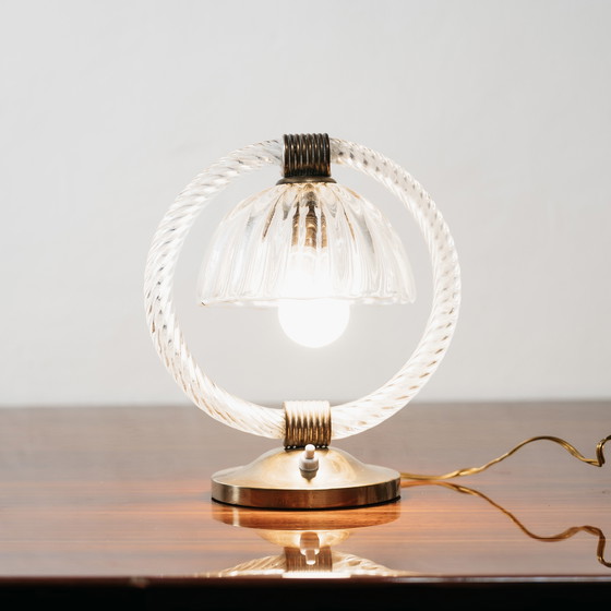 Image 1 of Barovier & Toso Pair of Murano Glass and Brass Lampshades, 1950s Vintage