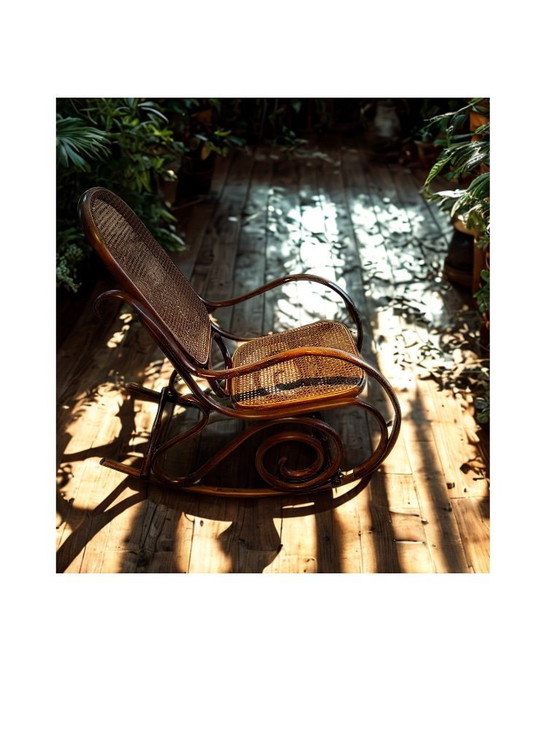 Image 1 of Sedia a dondolo in legno vintage | stile Thonet