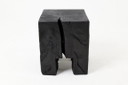 Rustic Sculptural Side Table / Stool, Burnt Black Oak Wood, Carved, Unique, Logniture