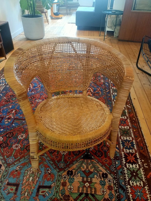 Vintage Rotan Fauteuil Gevlochten – Rattan