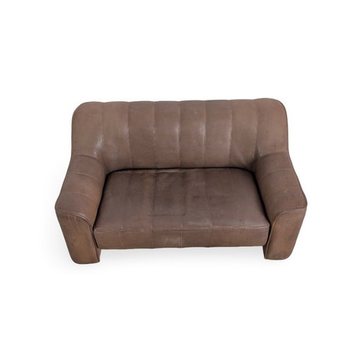 2x Original de Sede DS44 Two-seater Buffalo Leather Sofa Couch Brown
