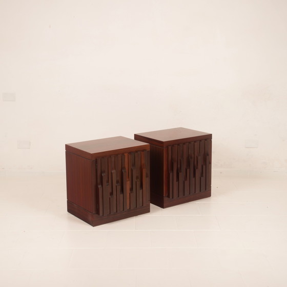 Luciano Frigerio Brutaliste Bois de Padouk Gaetano Tables de nuit pour Frigerio di Desio – Wood (photo 12 of 23)