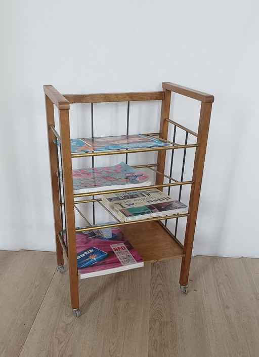 1950s magazine rack – tijdschriftenrek, Brass, Metal (photo 2 of 7)