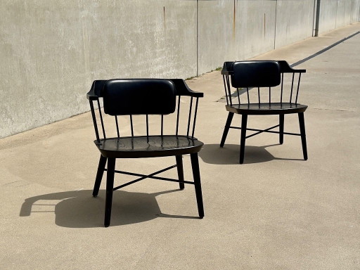 Stellar Works Exchange Lounge Chair set 2x zwart eiken