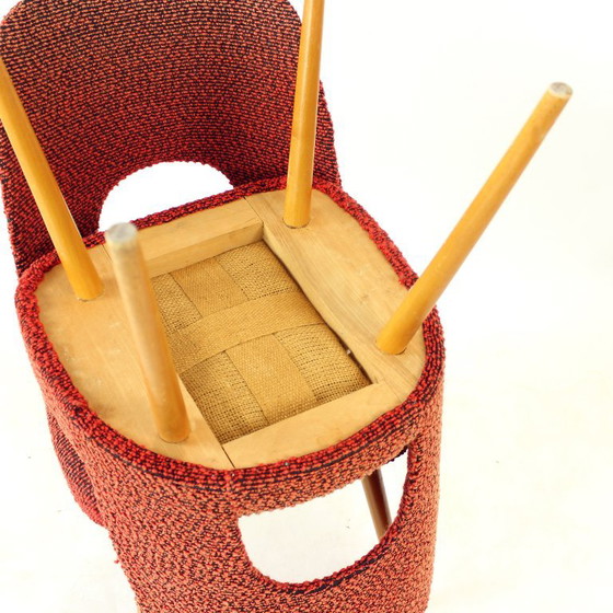 Vintage eetkamerstoelen van Oswald Heardtl voor Ton, Tsjechoslowakije, jaren 60, set van 4 – Textile, Wood (photo 8 of 15)