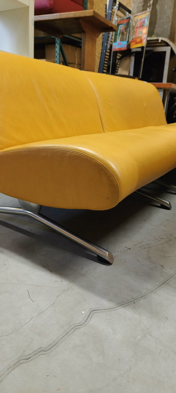 Image 1 of 2 rare yellow leather Rene Holten "Tara" chairs for Artifort, 1980s design vintage