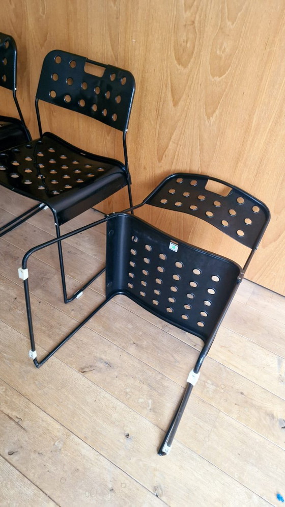 4 Original Vintage Black Omstak Chairs by Rodney Kinsman (Black Frame) – Bieffeplast, Dining chairs, Metal (photo 17 of 21)