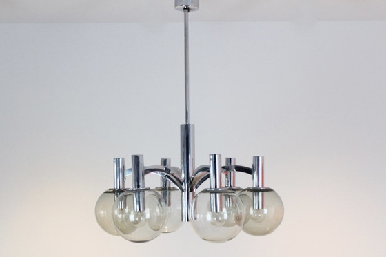 Kronleuchter aus Chrom und Glas von Kaiser Leuchten (Foto 7 von 9)
