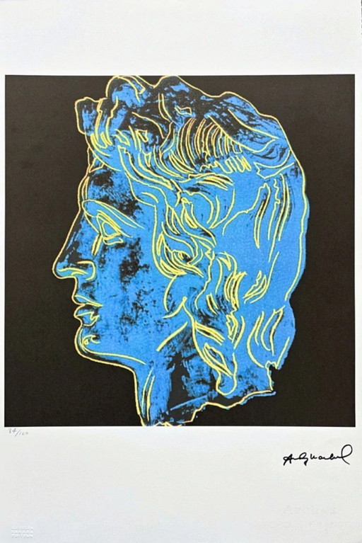 1986 Carnegie Museum of Art After Andy Warhol "Alexander the Great - Blue on Black Background" Lithograph