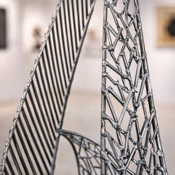 Image 1 of Scultura in filo metallico vintage senza titolo firmata Bob Bennett (1979) artista americano