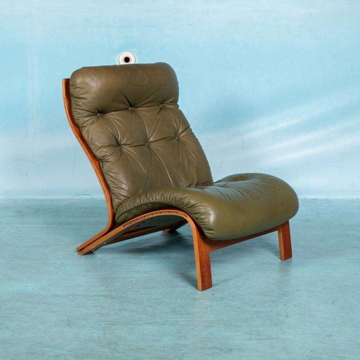 Midcentury leather armchair 60s space age lounge chair