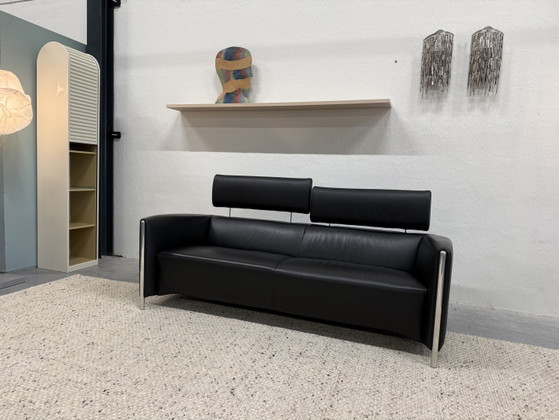 Canapé 3 places Leolux Goncharov en cuir noir – Canapés 3 places, Leather (photo 6 of 12)