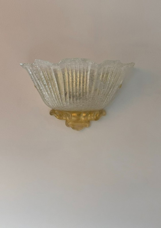 Een paar vintage, geperste wandlampen van Murano-glas, Italië 1980. – Murano Glass (photo 5 of 12)