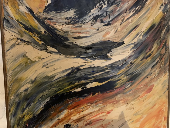 Pintura firmada, titulada 'Tormenta en el Mar'. – Arte, Madera, Lienzo (photo 9 of 10)