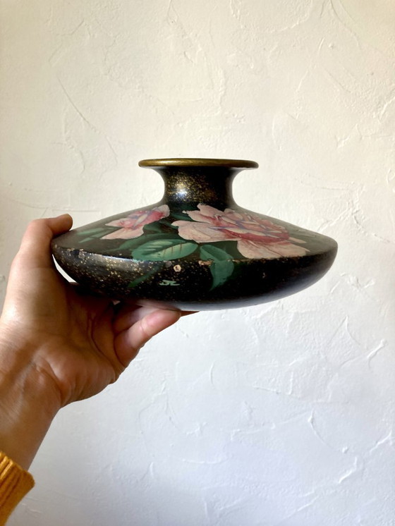 Image 1 of Signierte Terrakottavase mit Rosenmotiven, Frankreich, 1950er-1960er Jahre