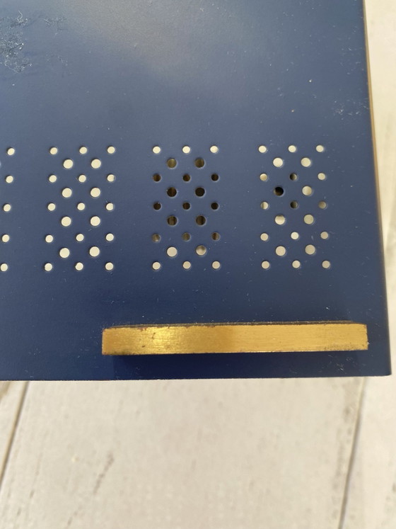 Paar 1950er Wandleuchten aus Metall, Blau (Foto 5 von 6)
