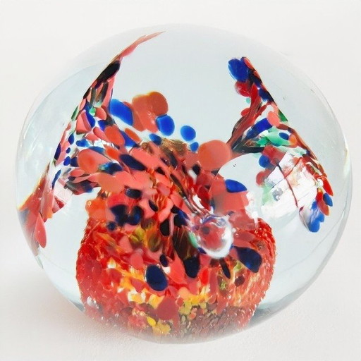 Vintage glass paperweight confetti 1970s