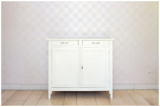 Image 1 of Parisian buffet in white wood and linen, 1950