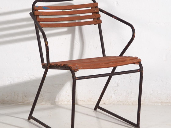 Antiker Outdoor-Stuhl mit Armlehnen (ca. 1920) – Gartenstühle, Wood, Iron (photo 2 of 30)