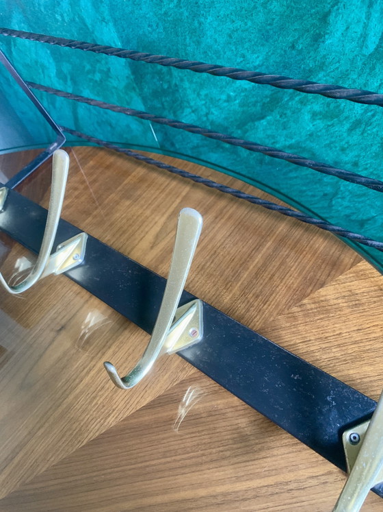Appendiabiti e porta cappelli da parete in stile Art Déco/Mid-Century – 3 ripiani in ferro battuto e ottone (photo 10 of 15)