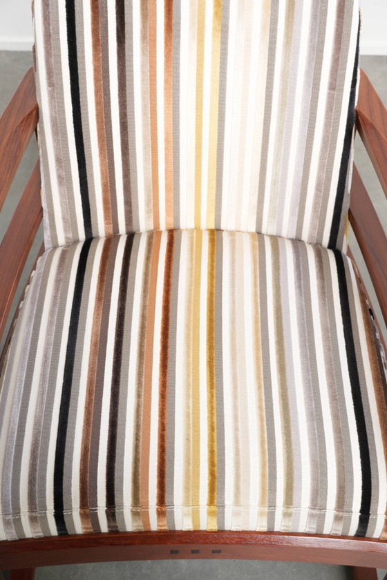 Image 1 of 4 sillas de comedor exclusivas de diseño Art Déco de Schuitema, pertenecientes a la serie Decoforma, con tapicería de tela de lu