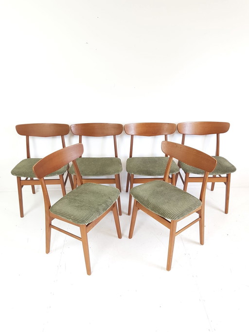 6 Vintage Deense Farstrup Stoelen Nieuw Gestoffeerd 