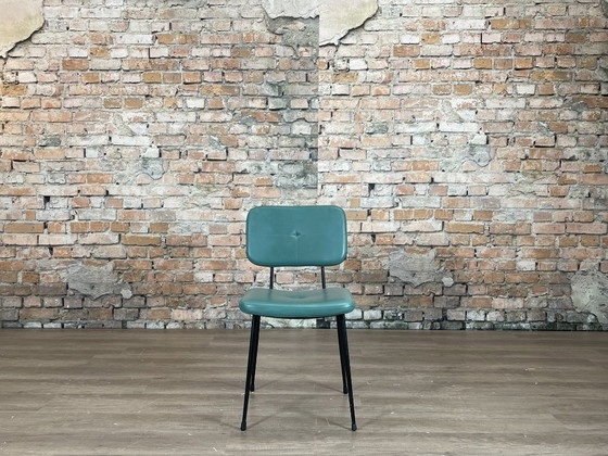Satelliet Gerlin - Groen Gecapitonneerd - Set van 4 | Skai, Eetkamerstoelen, Metaal, Zwart (foto 2 van 8)