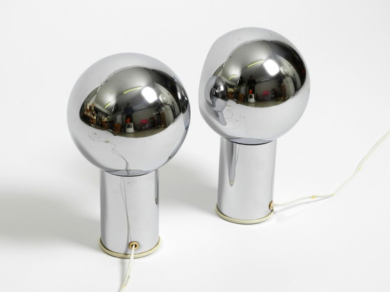 Image 1 of Paar schöne große Mid Century Space Age Chrom Tischlampen - Made in Italy