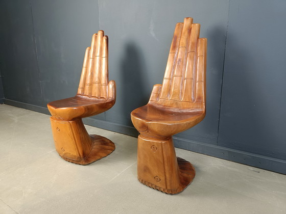 Image 1 of Paire de chaises en teck façonnées à la main, 1970