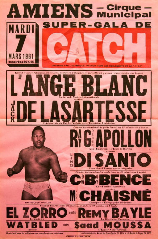 Affiche originale française de catch – 1961 – Sérigraphie – 60,00 × 40,00 cm