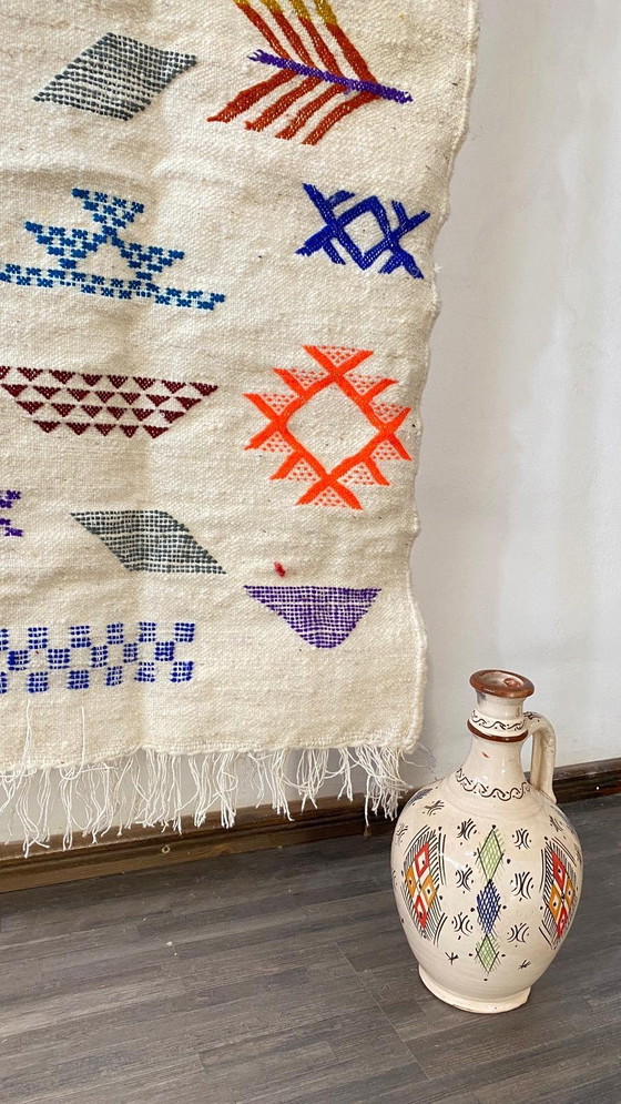 Image 1 of Authentischer handgewebter Berber-Kilim-Teppich - 150x100cm - Bunte marokkanische Kunst