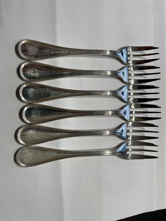 Image 1 of Bestekset Solingen deels verzilverd 6-persoons, 47-delig, Christofle Albi dessertvorkjes 6-delig, Waring & Gillow taartschep