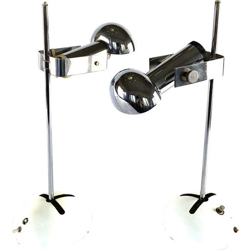 Pair of vintage T395 lamps by Robert Sonneman by Luci Cinisello Milano, 1972