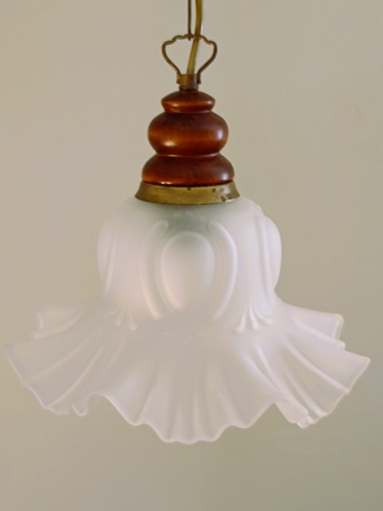 Image 1 of Lampada a sospensione a forma di tulipano in vetro trasparente