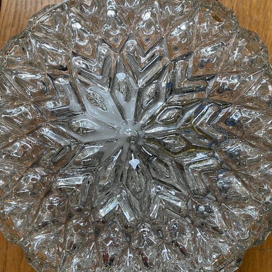 Image 1 of Antieke ronde glazen wandlamp/plafondlamp, 19 cm