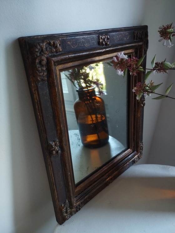 Image 1 of Small rectangular mirror with mercury glass "Leluc"