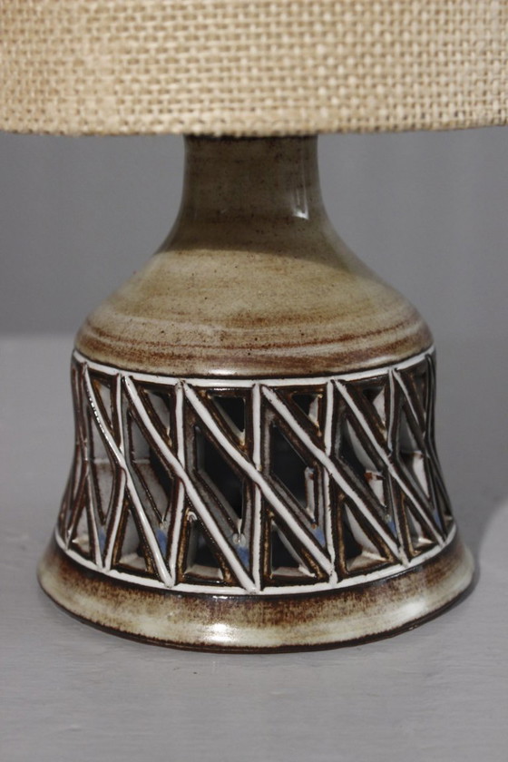 Image 1 of Robert Pérot atelier du Vieux Moulin in Vallauris durchbrochene Tischlampe 1950s