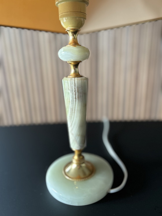 Image 1 of Lampadaire/lampe de table vintage avec base en onyx